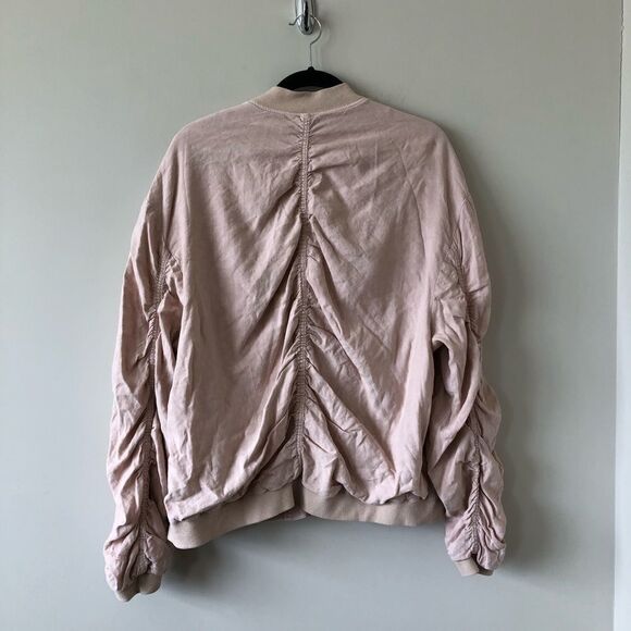 Free PEOPLE - Ruched Linen Bomber Jacket - Picture 5 of 8